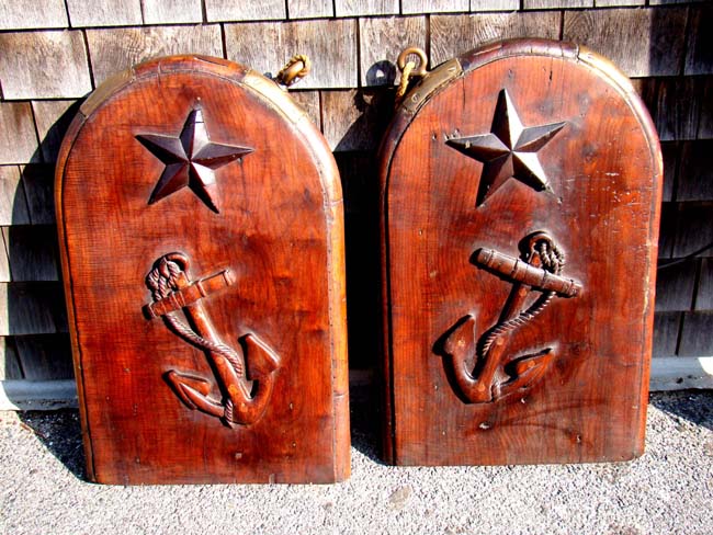 A RARE pair of American Ship's Gangway side railing boards circa 1820-1850